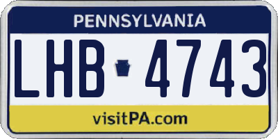 PA license plate LHB4743