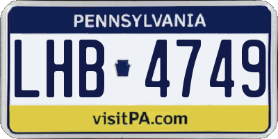 PA license plate LHB4749