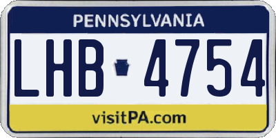 PA license plate LHB4754
