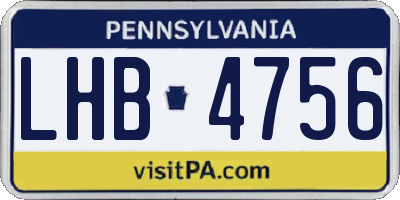 PA license plate LHB4756