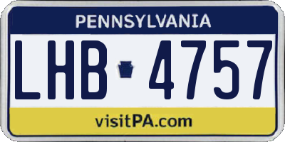 PA license plate LHB4757