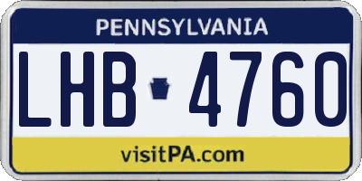 PA license plate LHB4760