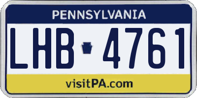 PA license plate LHB4761