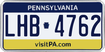PA license plate LHB4762
