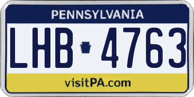 PA license plate LHB4763