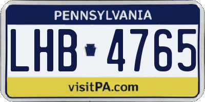 PA license plate LHB4765