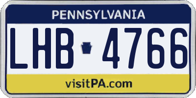 PA license plate LHB4766