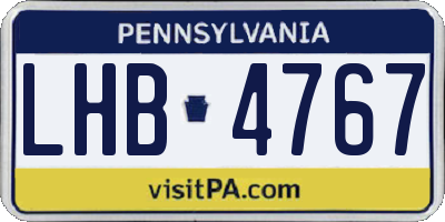 PA license plate LHB4767