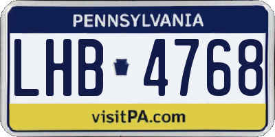 PA license plate LHB4768