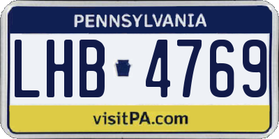 PA license plate LHB4769