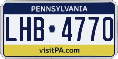 PA license plate LHB4770