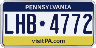 PA license plate LHB4772