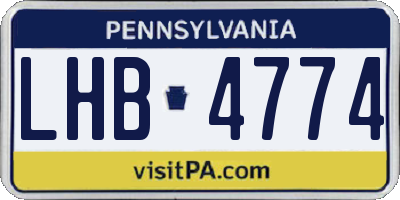 PA license plate LHB4774