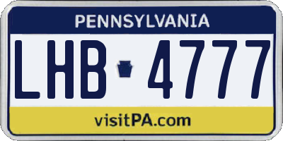 PA license plate LHB4777