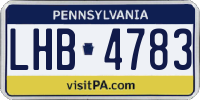 PA license plate LHB4783