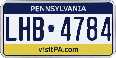 PA license plate LHB4784