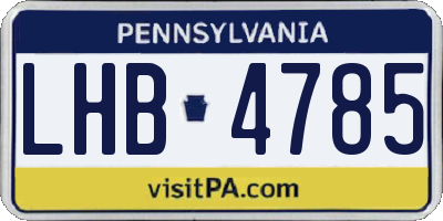 PA license plate LHB4785