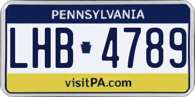 PA license plate LHB4789