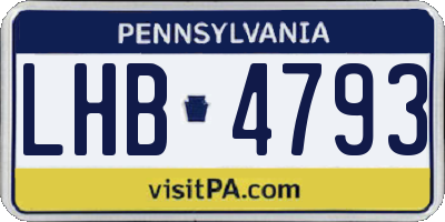 PA license plate LHB4793