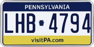 PA license plate LHB4794