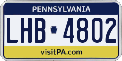 PA license plate LHB4802