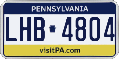 PA license plate LHB4804