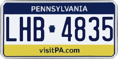 PA license plate LHB4835