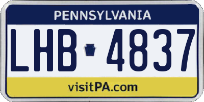 PA license plate LHB4837