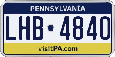 PA license plate LHB4840