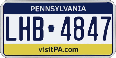 PA license plate LHB4847