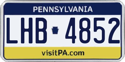 PA license plate LHB4852
