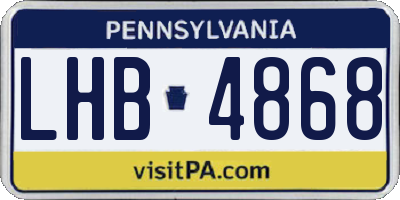 PA license plate LHB4868