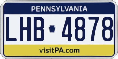 PA license plate LHB4878