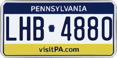 PA license plate LHB4880