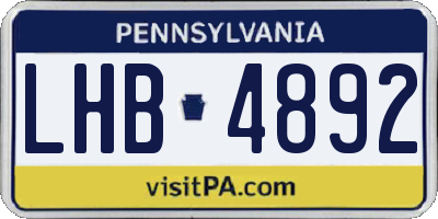 PA license plate LHB4892