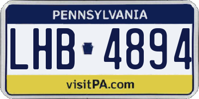 PA license plate LHB4894