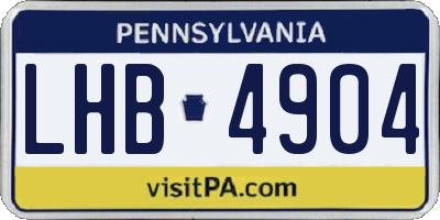PA license plate LHB4904