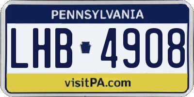 PA license plate LHB4908