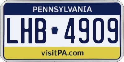 PA license plate LHB4909