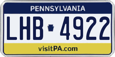 PA license plate LHB4922