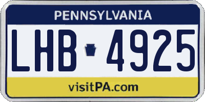 PA license plate LHB4925