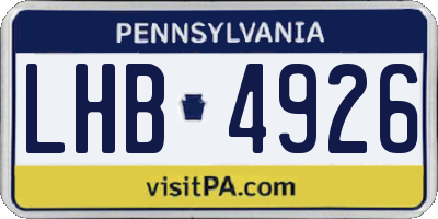 PA license plate LHB4926