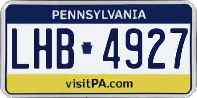 PA license plate LHB4927