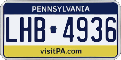 PA license plate LHB4936