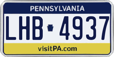 PA license plate LHB4937
