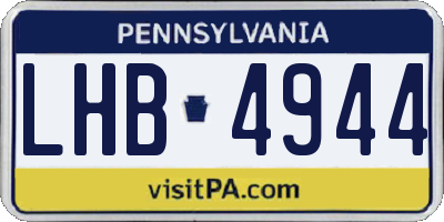 PA license plate LHB4944