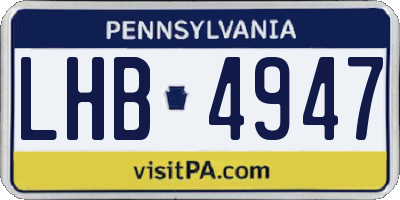 PA license plate LHB4947