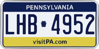 PA license plate LHB4952