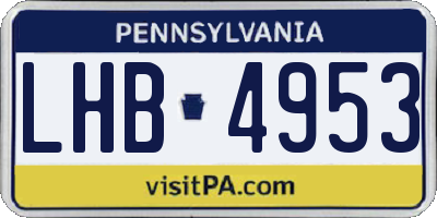 PA license plate LHB4953