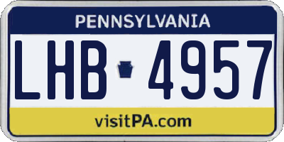 PA license plate LHB4957
